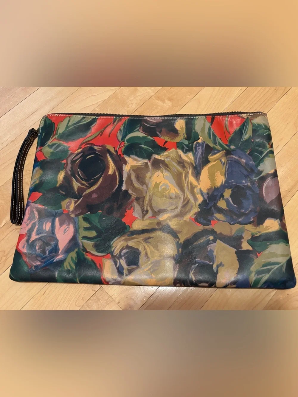 Patricia Nash Braga Leather Large Laptop Bag Clutch Winter Bloom 15” x 10.5”